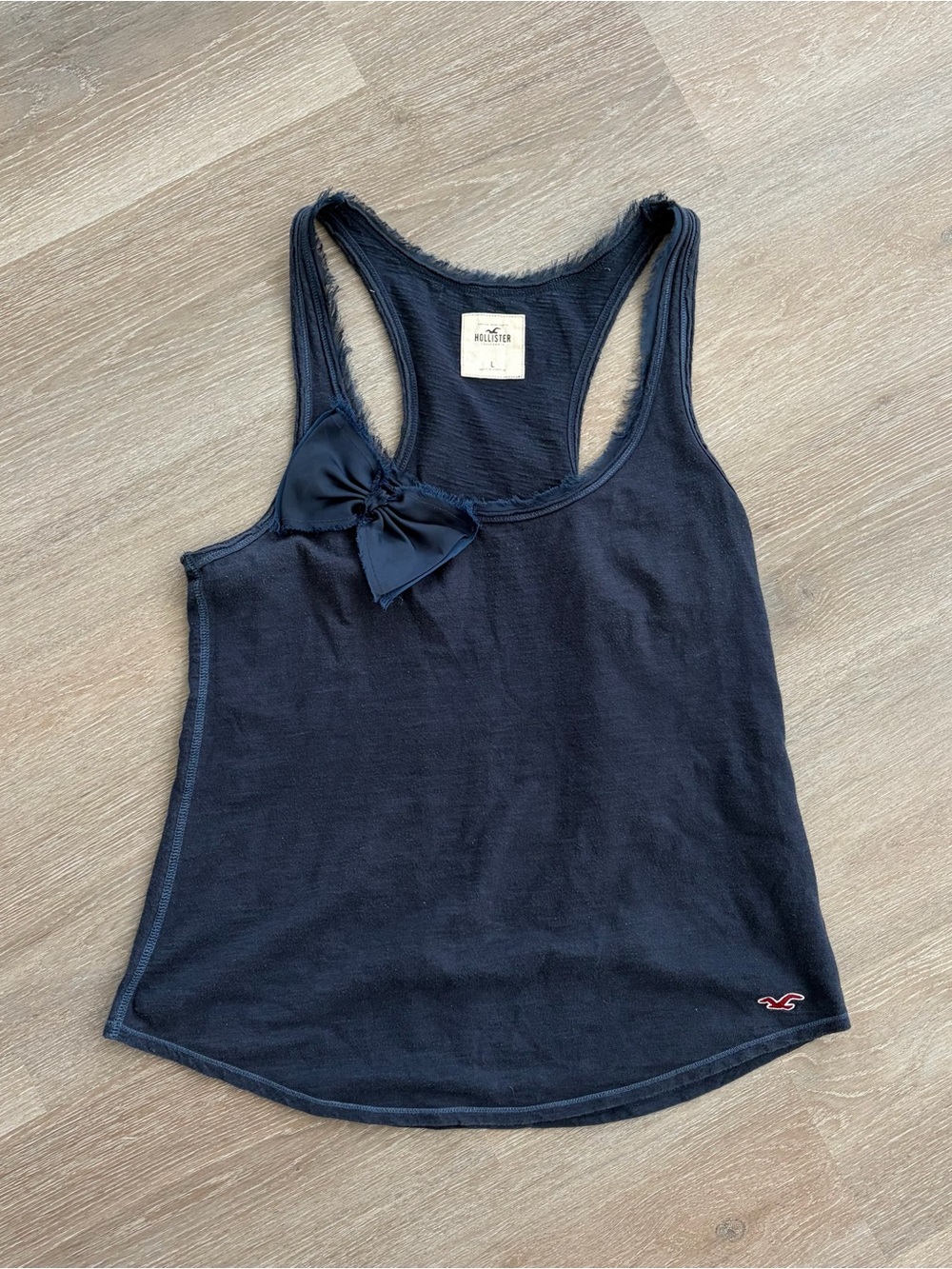 Y2K Hollister Navy Bow-Accent Racerback Tank Top
